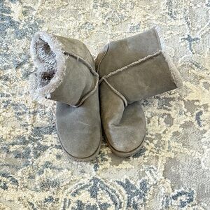 Gray Suede Fur-Lined Boots